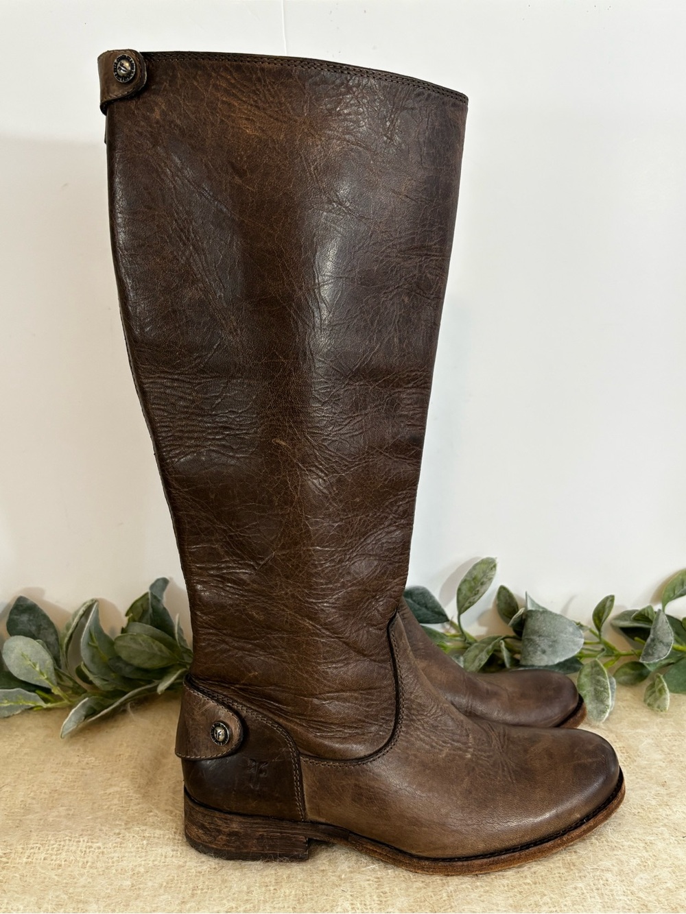 Frye 4015 Melissa tall brown leather boot Extended Calf women 5.5 B